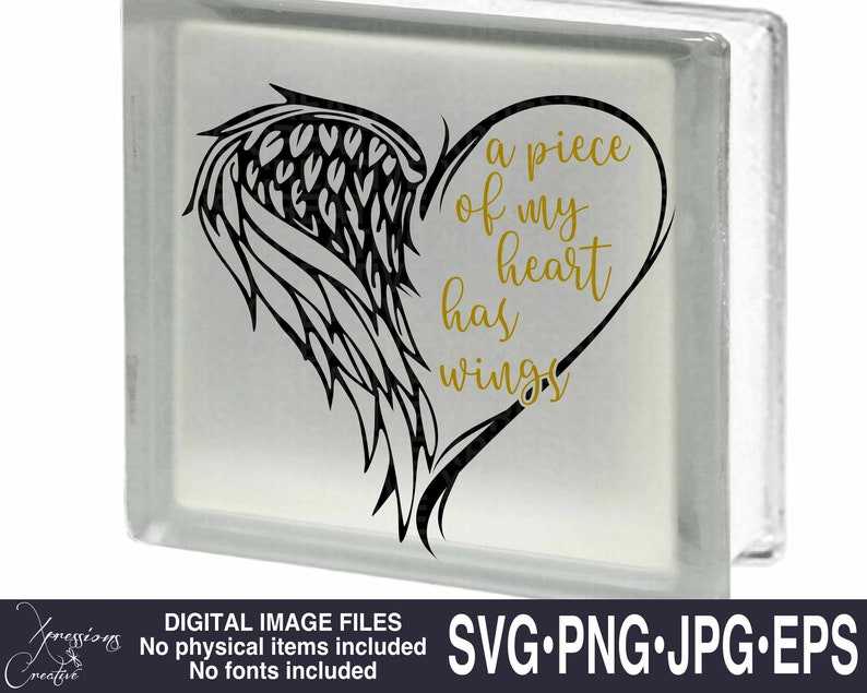 Half Heart Half Angel Wing Svg Bereavement svg | angelwingssvg.com
