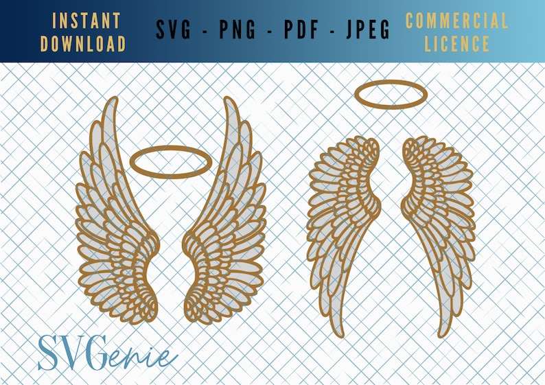 Angel Wings SVG | Angel Wing Vector | Angel svg | Halo svg | Angel Wings  Clipart | Angel Cricut | Angel cut file pdf png jpg