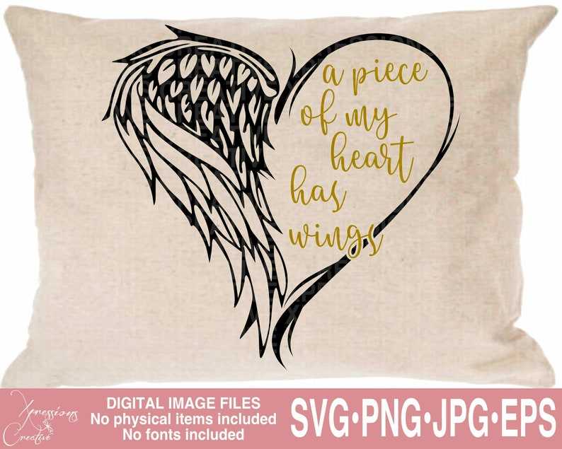 Half Heart Half Angel Wing Svg Wings svg | angelwingssvg.com