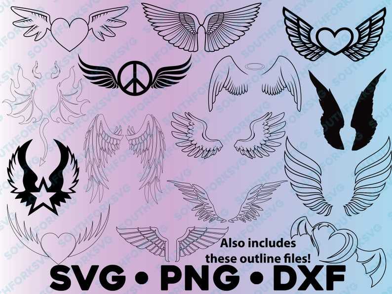 Bundle Angel Wings Svg, Angel Svg, Wings Svg, Angel Wings Clip Art, Angel  Wings Cut File, Svg Files for Cricut, Wings Outline SVG Bundle Dxf 