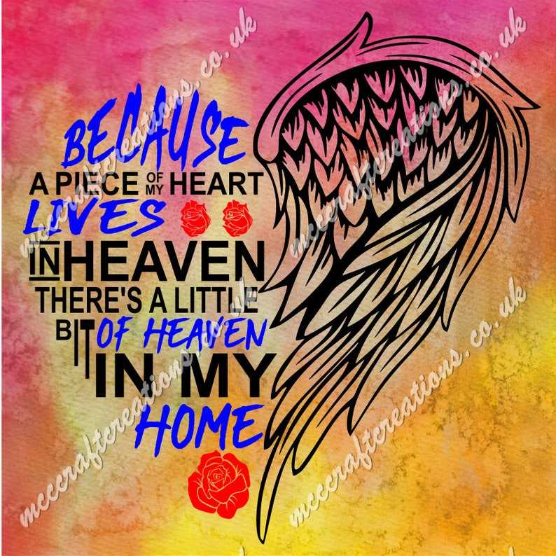 Half Heart Half Angel Wing Svg Because A Piece Of My Heart Lives In Heaven with Angel Wing #1