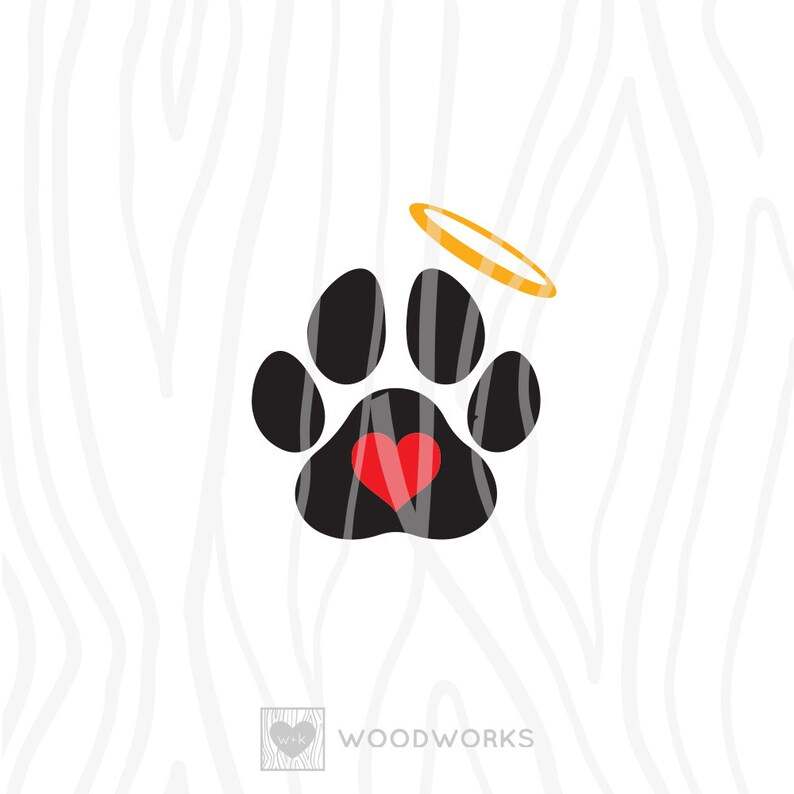 3 Pack: Memorial Angel Pet Paw Print Angel Wings And Halo Svg#3