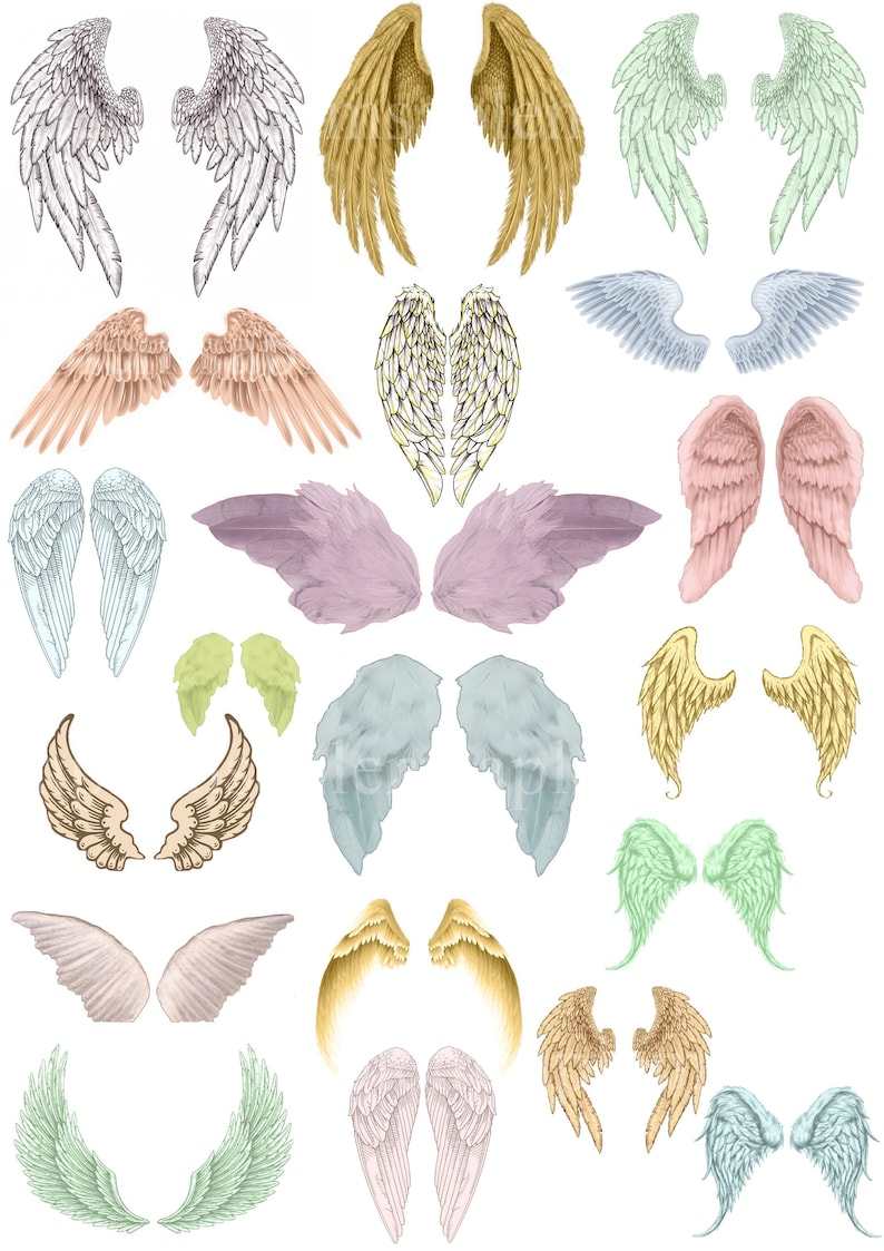 Digital collage sheet angel wings Angel Wings And Halo Svg#1