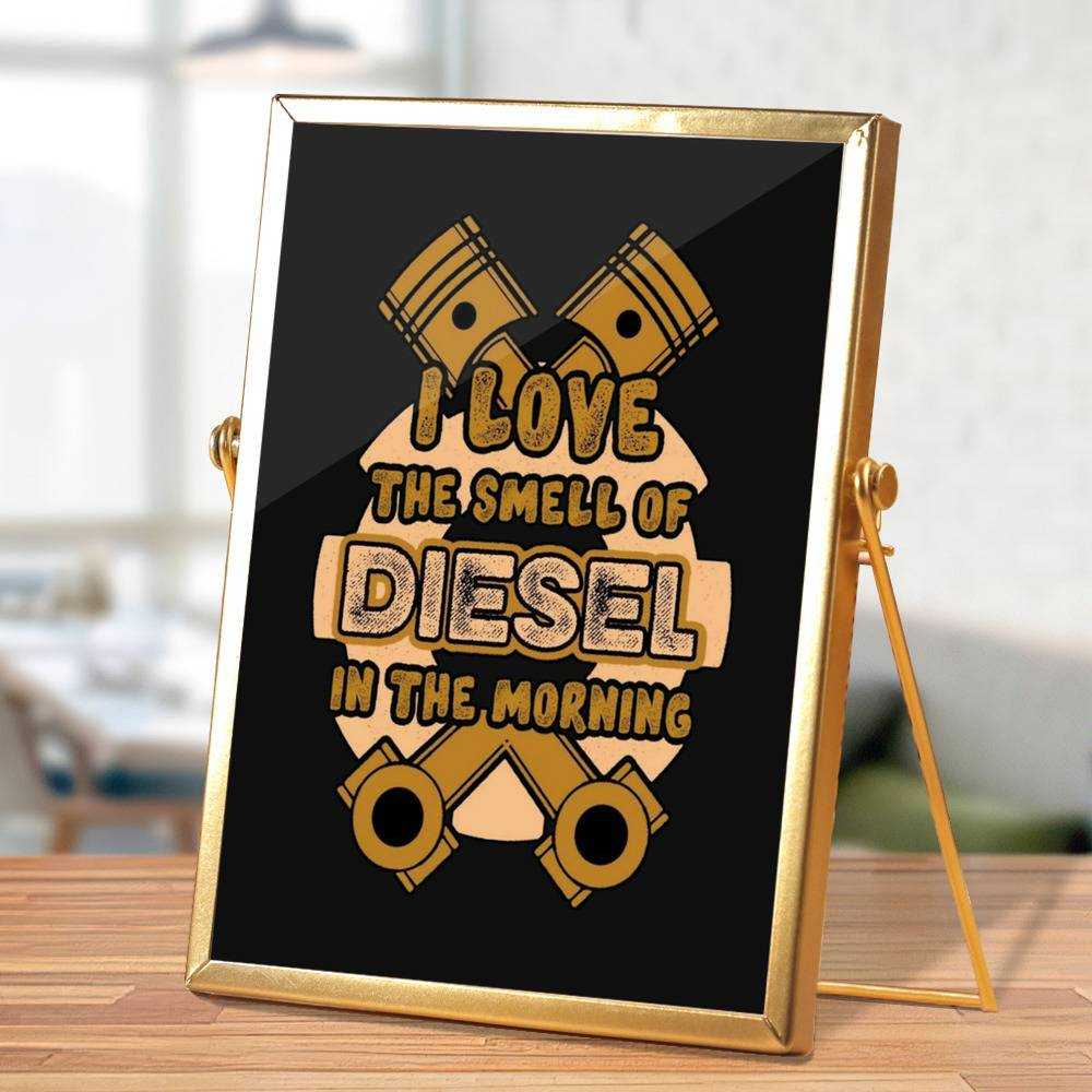 Whistlindiesel Plaque Classic Celebrity Plaque I Love The Small Of Diesel In The Morning by Whistlindiesel Plaque with Golden Frame