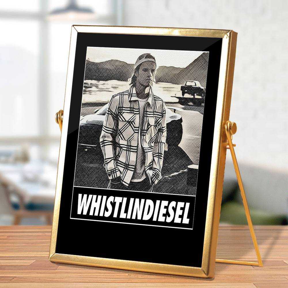 Whistlindiesel Plaque Classic Celebrity Plaque Whistlindiesel Black And White by Whistlindiesel Plaque with Golden Frame