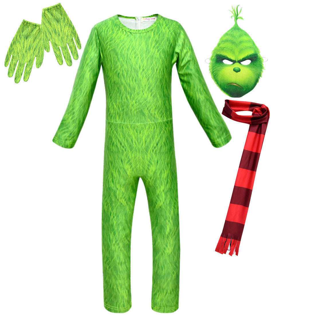 The Grinch Costume For Kids Cosplay Green Hair Monster Grinch The