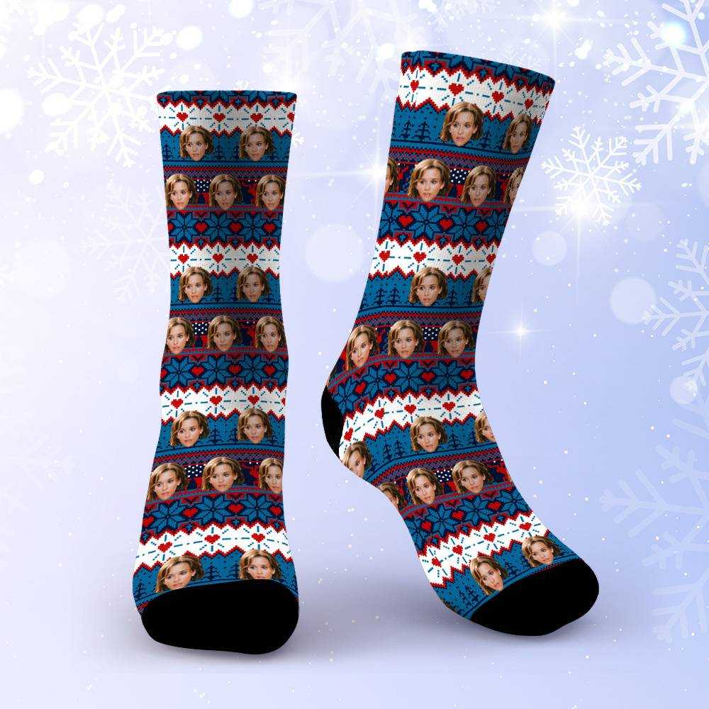 Mean Girls Socks Custom Photo Socks Christmas Socks Vintage Stripe Print