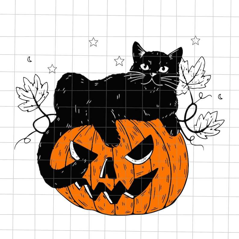 Pumpkin Black Cat Halloween Svg, Scream Svg 