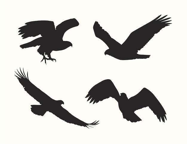 Eagles Svg Free, Free Vector Flat Design Animal Silhouette Set JPG SVG 