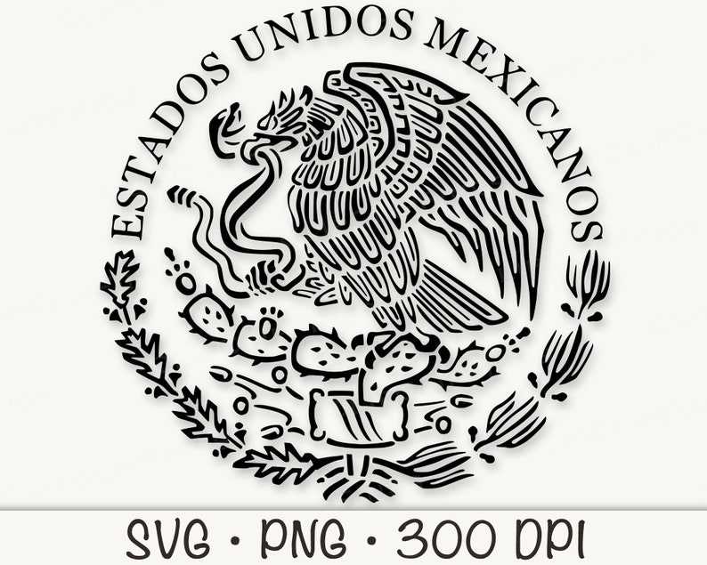Mexican Eagle Svg, Mexican Flag Eagle SVG Vector File and PNG Transparent Background Clip Art Instant Download 