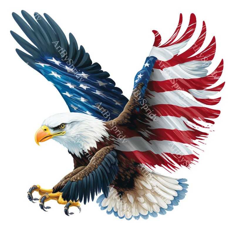 Eagles Svg, USA Patriotic Eagle Flag PNG Transparent Clipart Abstact Design | Digital Instant Download#6