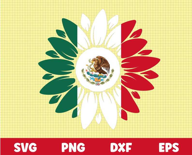 Mexican Eagle Svg, Mexico Sunflower Svg | Mexico Flower Svg | Mexican Flag svg Instant Download 