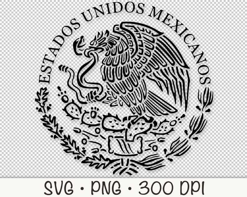 Mexican Eagle Svg, Mexican Flag Eagle SVG Vector File and PNG Transparent Background Clip Art Instant Download#5