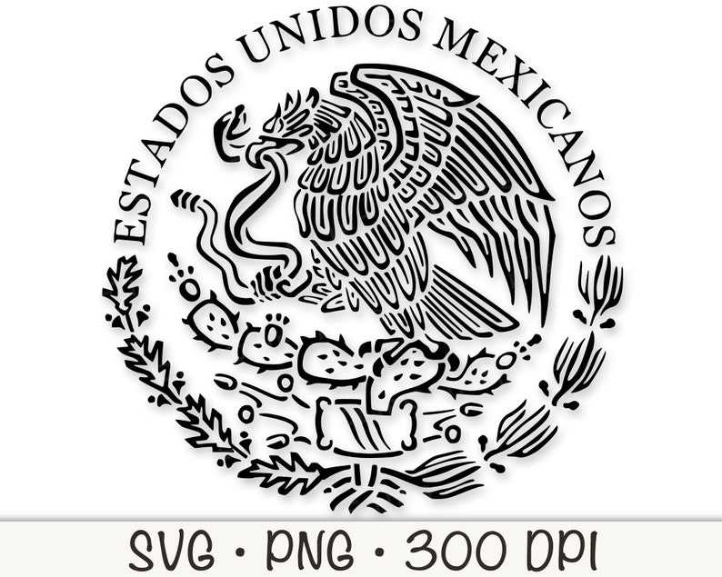 Mexican Eagle Svg, Mexican Flag Eagle SVG Vector File and PNG Transparent Background Clip Art Instant Download#4