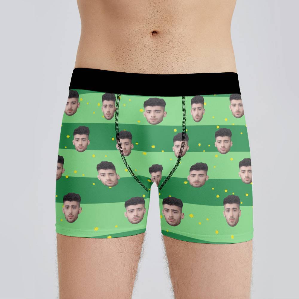 Zayn Malik Boxers Custom Photo Boxers Men's Underwear Striped Printed Boxers Green