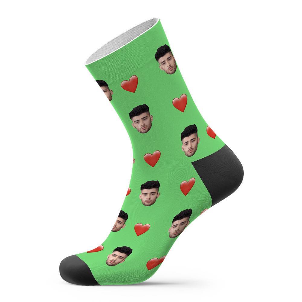 Zayn Malik Socks Custom Photo Socks Heart Socks Green