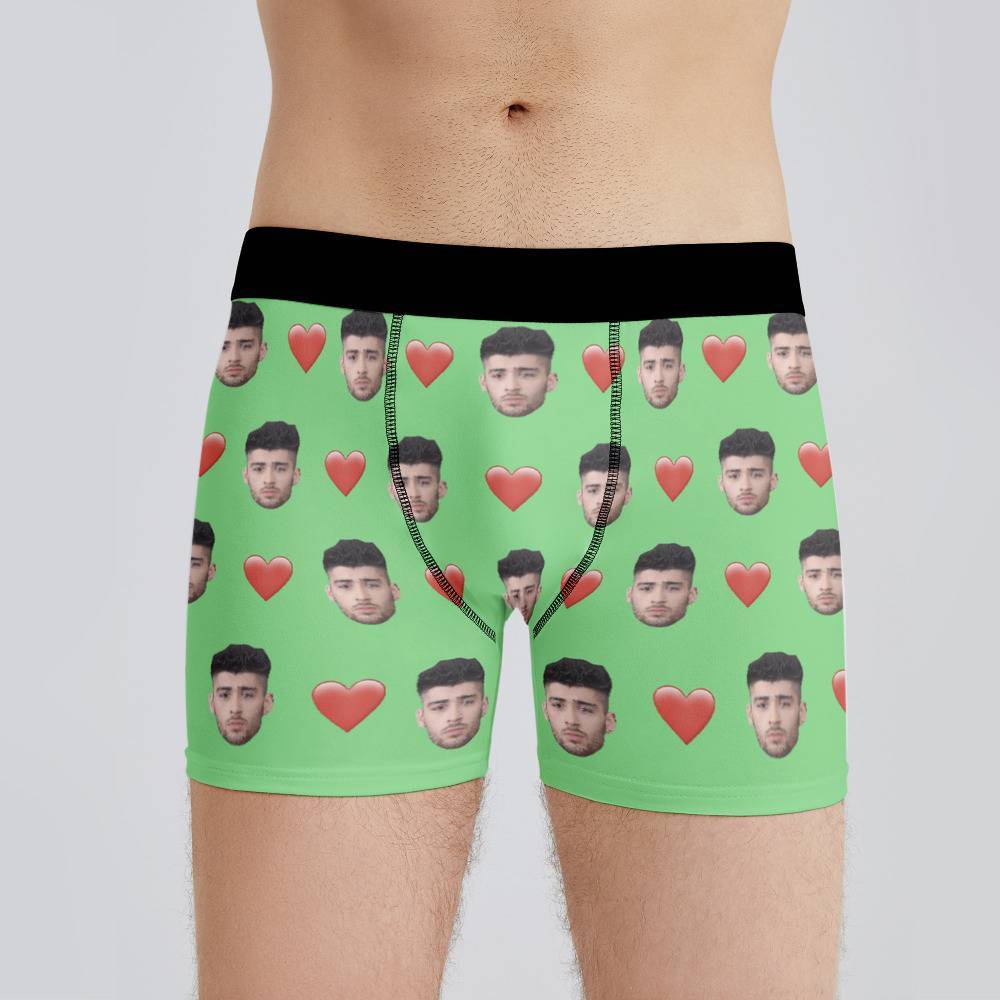 Zayn Malik Boxers Custom Photo Boxers Men's Underwear Heart Boxers Green
