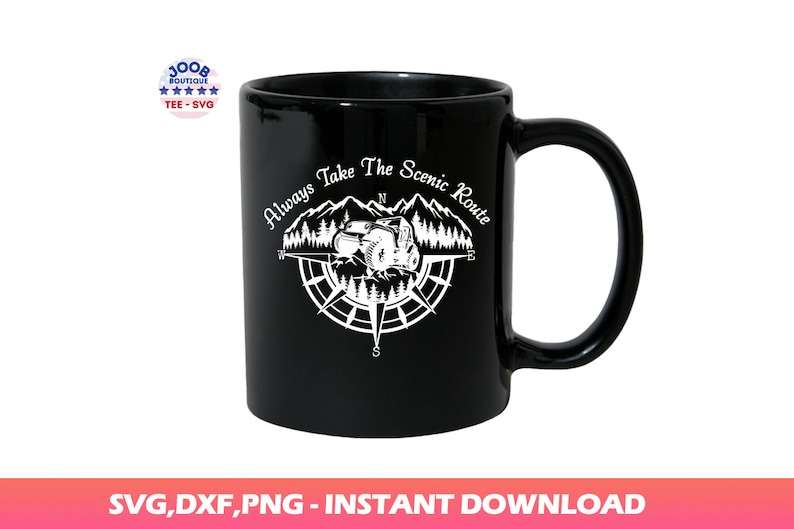 Always Take The Scenic Route svg,offrad car Camping svg,Compass Mountains And Trees SVG,Camping travel Wild Off Road,Mountains Scene ,Cricut#6
