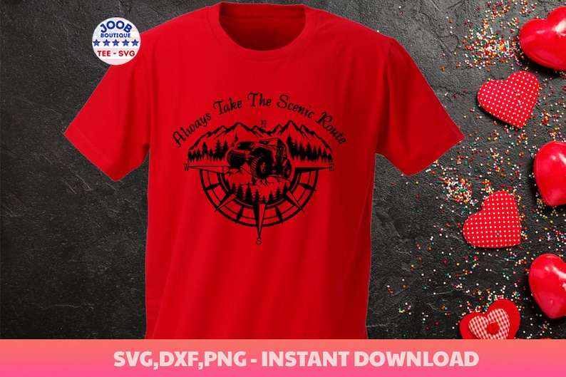 Always Take The Scenic Route svg,offrad car Camping svg,Compass Mountains And Trees SVG,Camping travel Wild Off Road,Mountains Scene ,Cricut#8