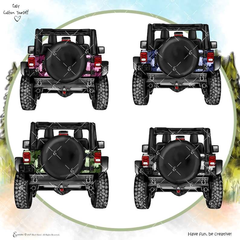 Best Friend Camouflage 4X4's no2 Custom yourself Clipart Pack.Layer Add 0n Hairstyles.Denim Jeans,Jackets,trucks,Tires,Covers,License plates#4