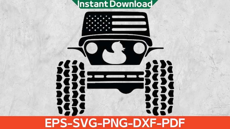 Duck Offroad Svg, 4x4 American Flag Duck Svg, Duck Duck Svg, Instant Download Eps,Svg,Png,Dxf,Pdf#1