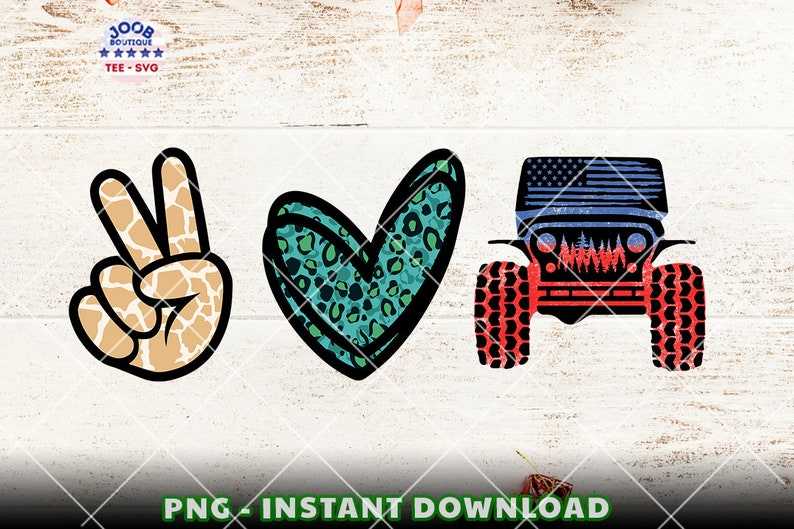 Peace Love offroad style PNG Creativity and Fun Digital Download