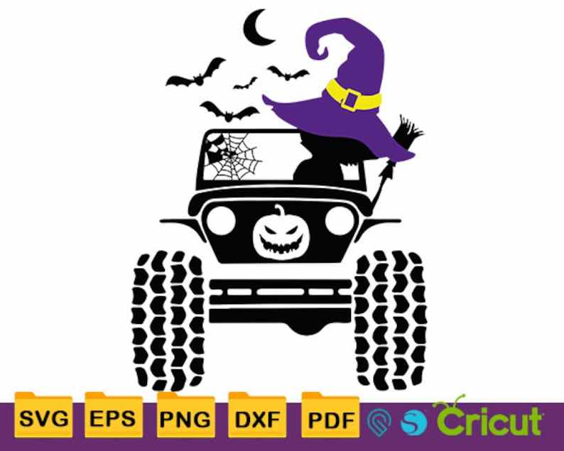 Halloween Witch Offroad SVG PNG, Witch Funny 4x4 Car Decal Svg for Cricut Files, Vinyl Decal Print Files, Instant Download#1