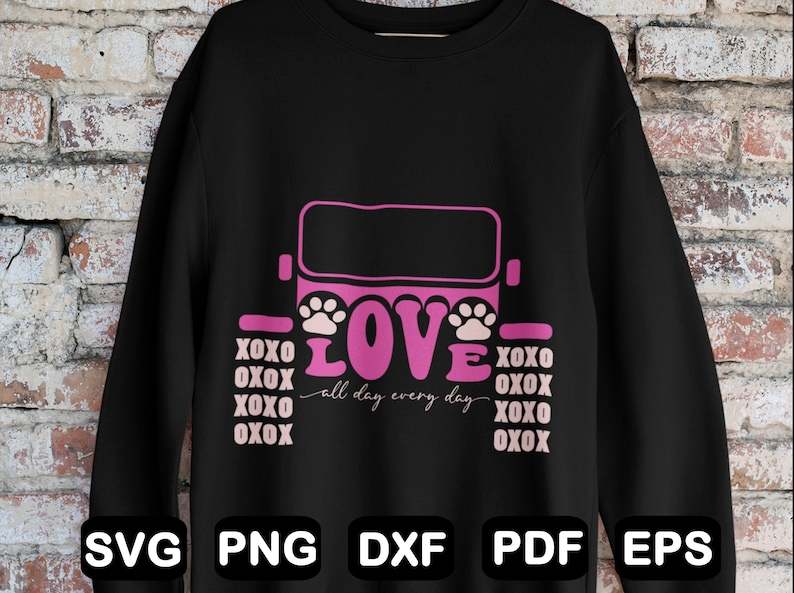 Love 4x4 Off Road Svg, Love Offroad Car Design, Offroad Dog Love Svg, XOXO 4x4 Offroad Car, Svg Files, Cut file, Clipart, Png, Svg, Dxf, Eps#2