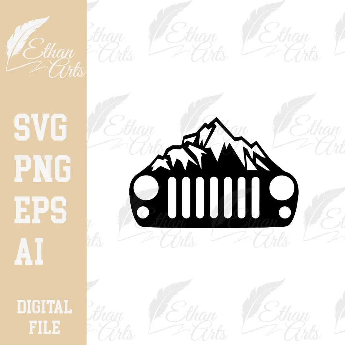Off-Road Mountains Car Design Digital Download SVG