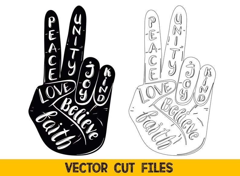 Hand Peace Sign Svg Files For Cricut, Peace Love Svg Bundle, Hand Svg Fingers Silhouette Svg Peace Of Thumbs, Love Png Files For Sublimation#7