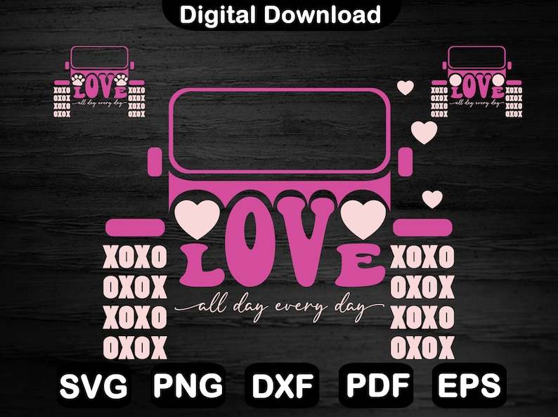 Love 4x4 Off Road Svg, Love Offroad Car Design, Offroad Dog Love Svg, XOXO 4x4 Offroad Car, Svg Files, Cut file, Clipart, Png, Svg, Dxf, Eps#1