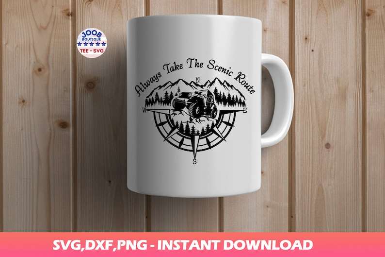 Always Take The Scenic Route svg,offrad car Camping svg,Compass Mountains And Trees SVG,Camping travel Wild Off Road,Mountains Scene ,Cricut#3