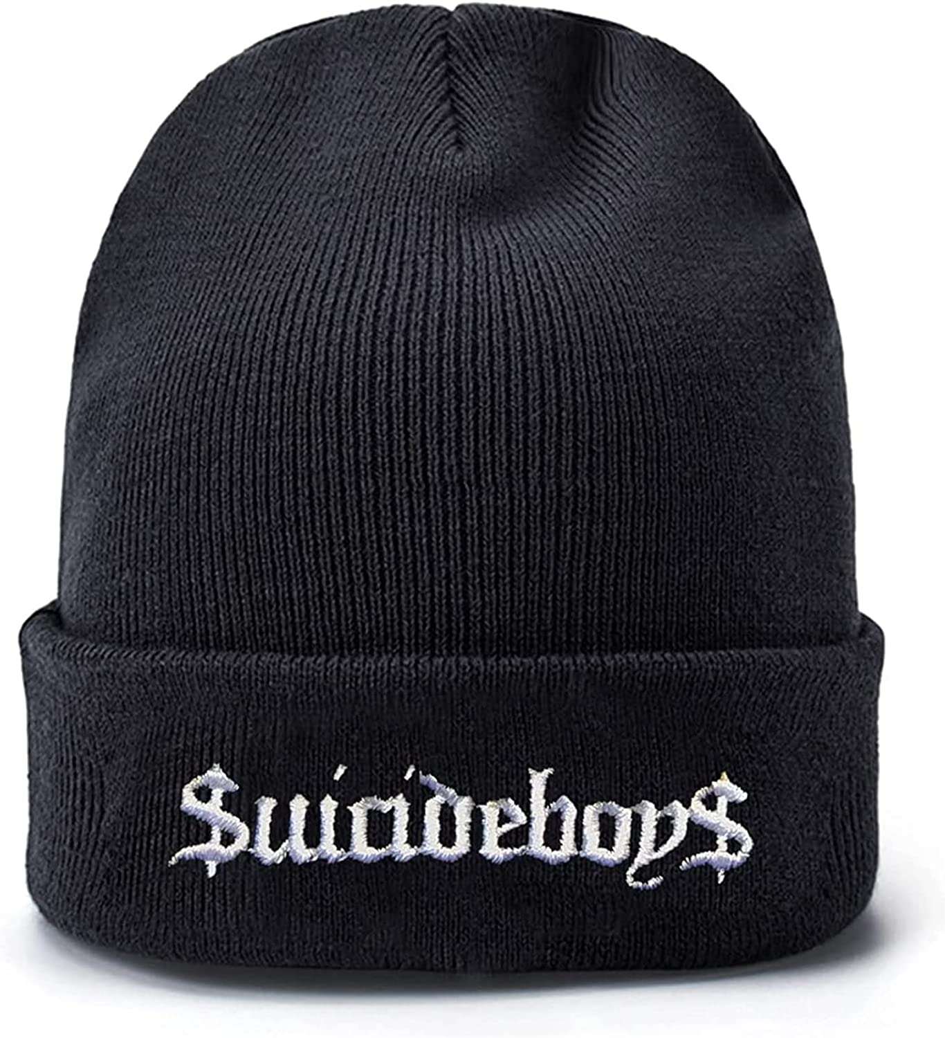 gogoherhome Suicide Logo Soft Toboggan Weather Cap Men Women for Warm Knit Black Embroidered Beanie Hats Cold Boys Stretchy for
