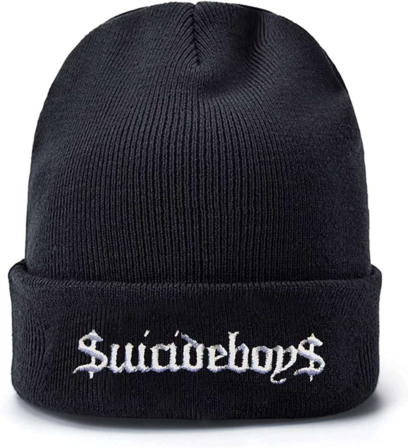 Embroidered Women Weather Cold for for Cap Stretchy gogoherhome Toboggan Hats Men Logo Knit Black Soft Suicide Warm Beanie Boys