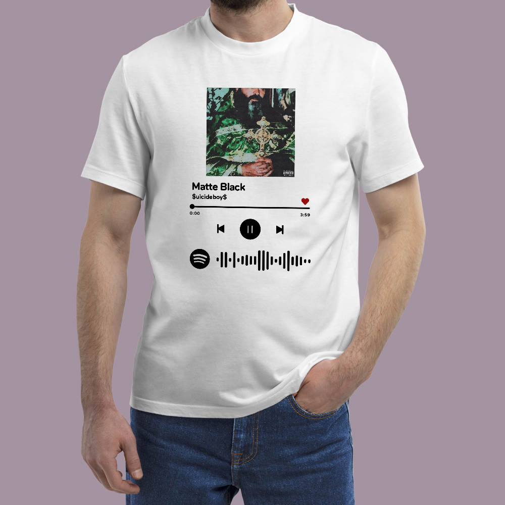 Breathable Soft Suicide Boys Matte Black Spotify Code Scannable T-shirt For  Men And Women