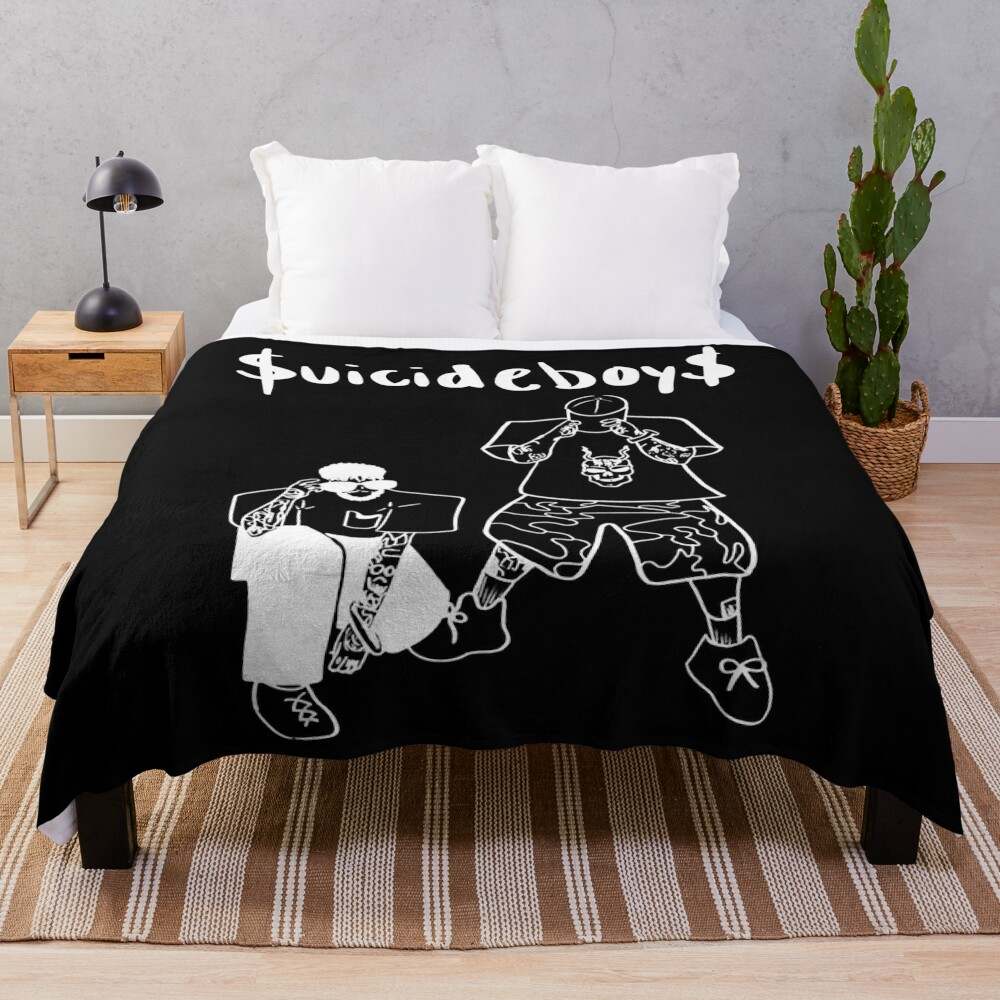Suicideboys White on Black Throw Blanket Comfortable and Stylish#1