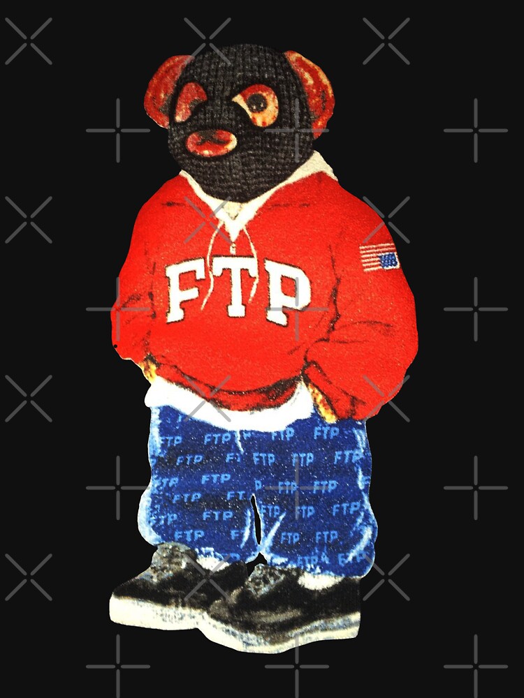 FTP T-shirts, FTP Fuck The Population Bear With Red Hoodie Classic