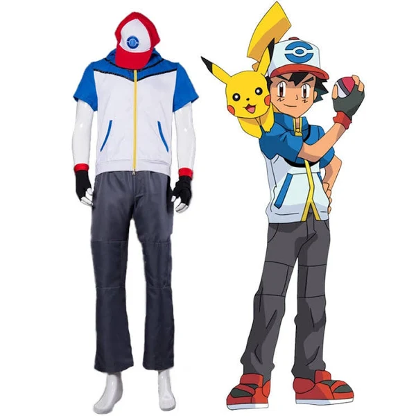 Pokemon Ash Ketchum Fancy Dress Costume Adult Deluxe Pokemon Costume Set