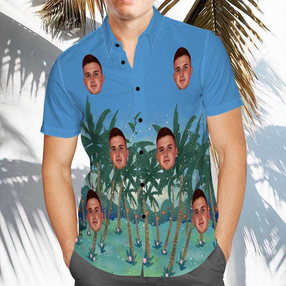Caylus Hawaiian Shirt Custom Photo Hawaiian Shirt Blue Coconut Grove Hawaiian Shirt