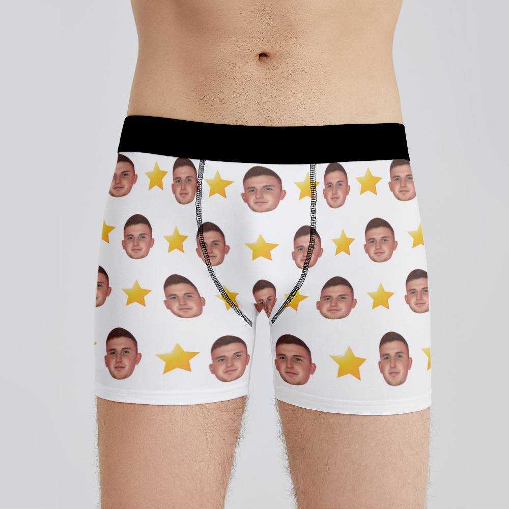 Caylus Boxers Custom Photo Boxers Men's Underwear Star Boxers White