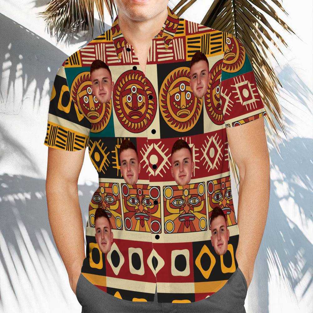Caylus Hawaiian Shirt Custom Photo Hawaiian Shirt Retro Patterns Hawaiian Shirt