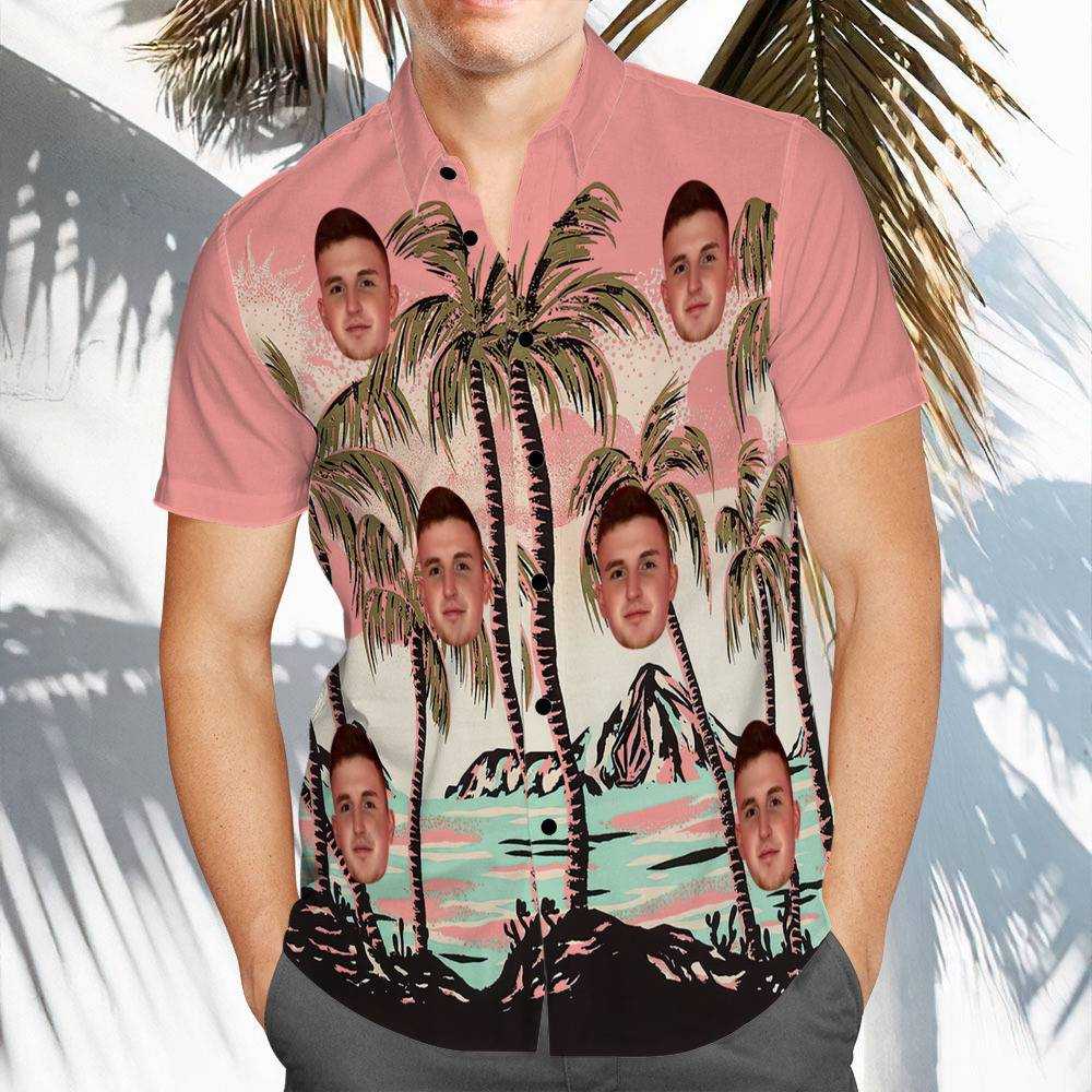 Caylus Hawaiian Shirt Custom Photo Hawaiian Shirt Pink Coconut Grove Hawaiian Shirt