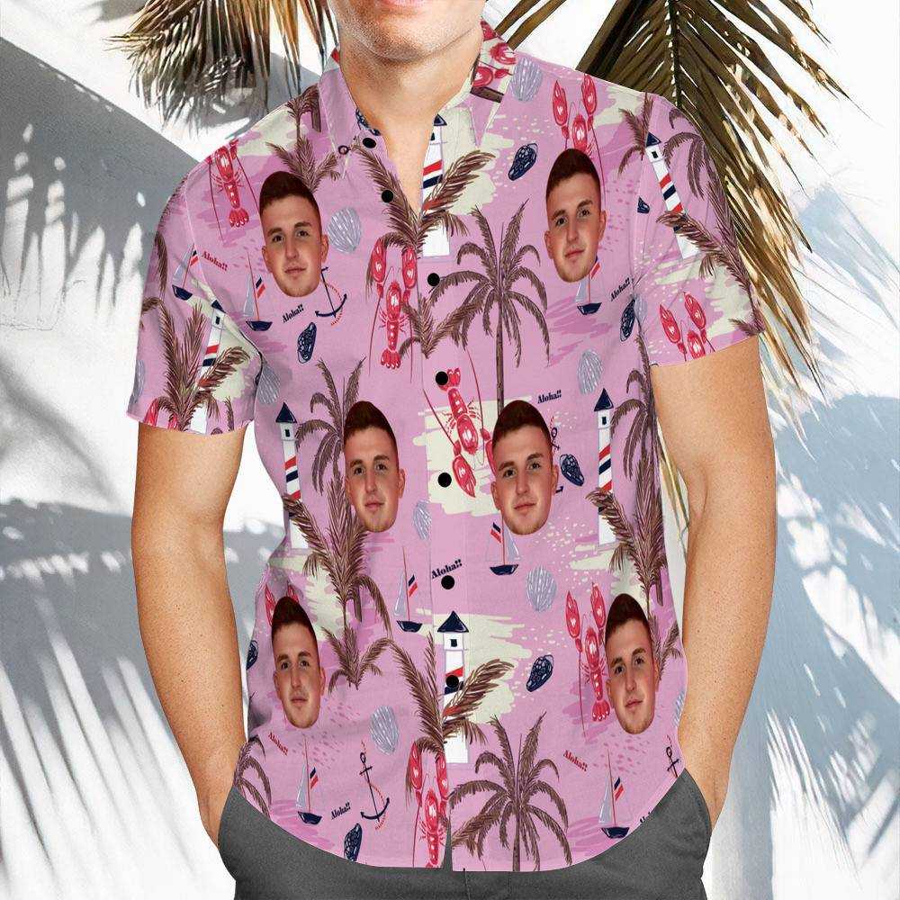 Caylus Hawaiian Shirt Custom Photo Hawaiian Shirt Pink Chinoiserie Print Hawaiian Shirt