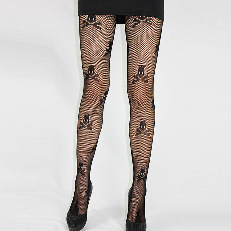 Day of The Dead Costume Accessories, Womens Skull Fishnet Tights