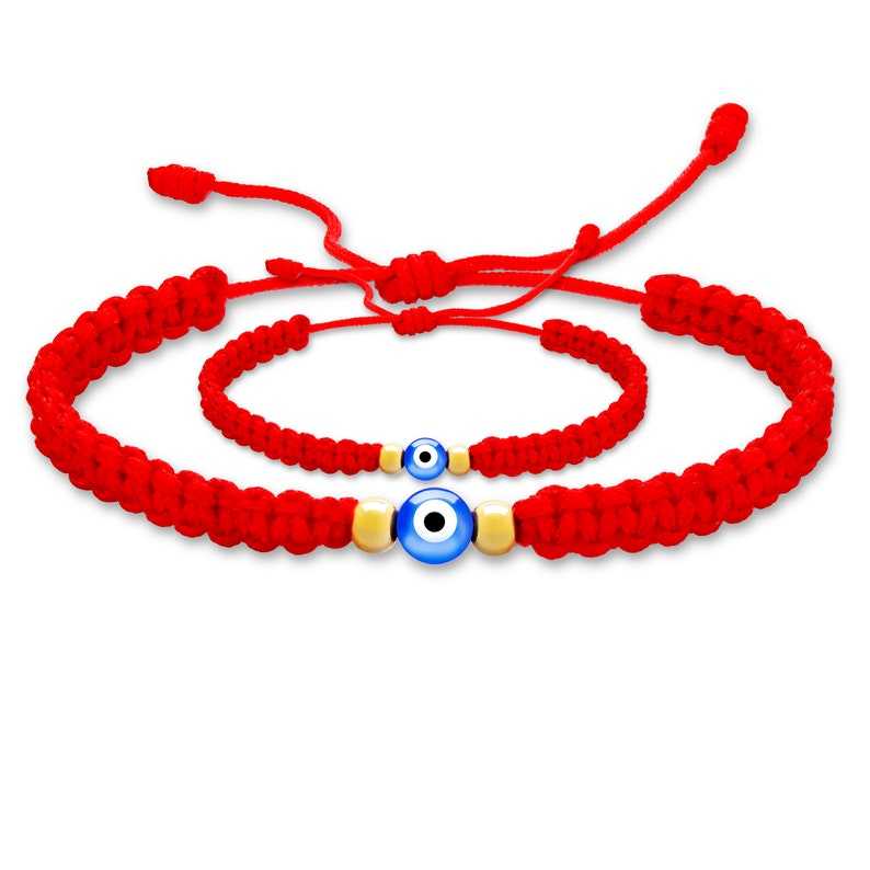 Devoted to Love - Evil Eye Heart Charm Red String Bracelet, Fair Trade Product, with Authentic Gemstones, Blessed by A Singing Bowl