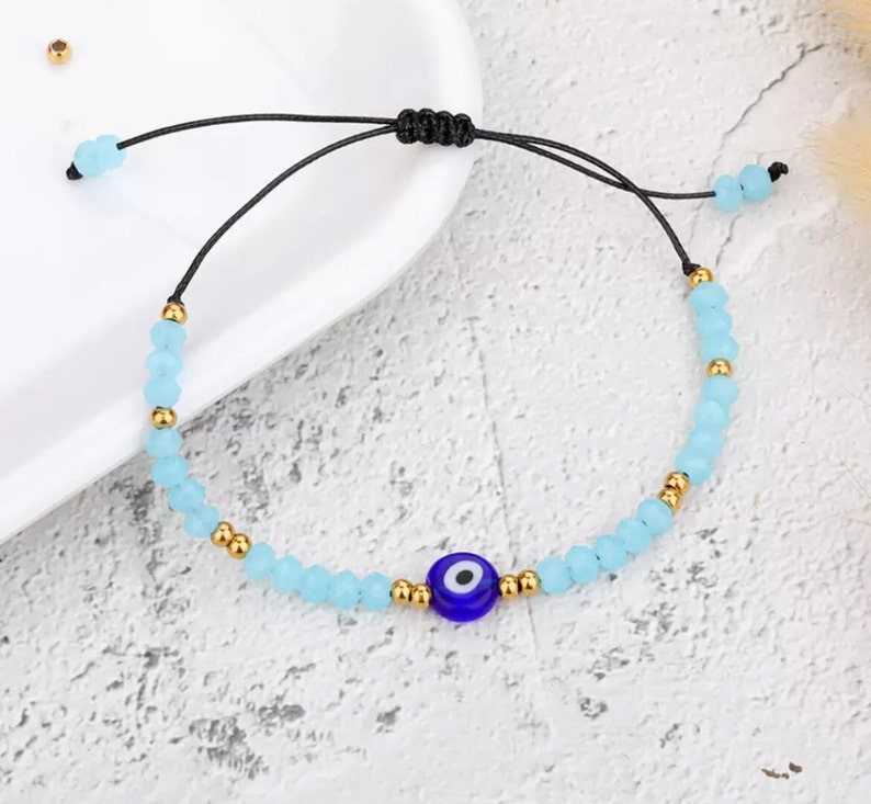 Evil Eye Bracelet, Evil Eye Charm Bracelet, Seed Beads Bracelet, Evil Eye  Jewelry, Blue Beads Bracelet, Miyuki Beads, Greek Jewelry Bracelet 