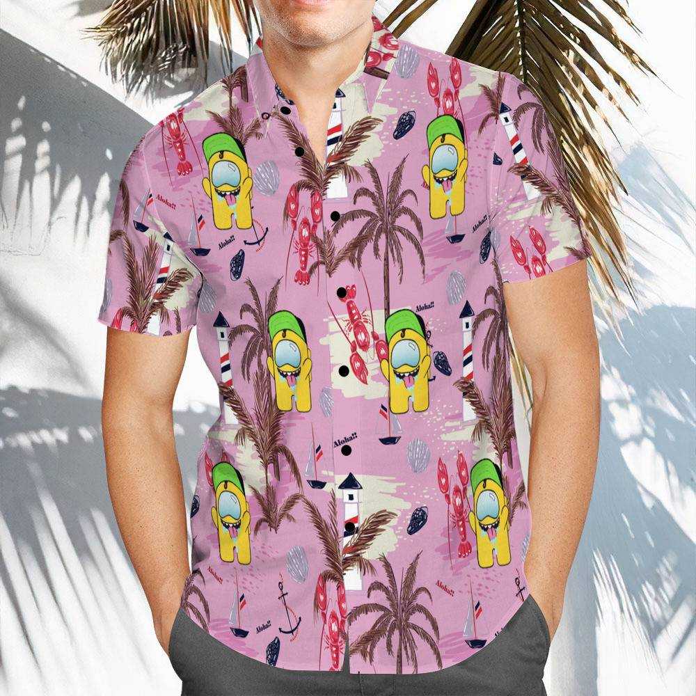 Pink Flamingo Mens Hawaiian Shirt -  Hong Kong