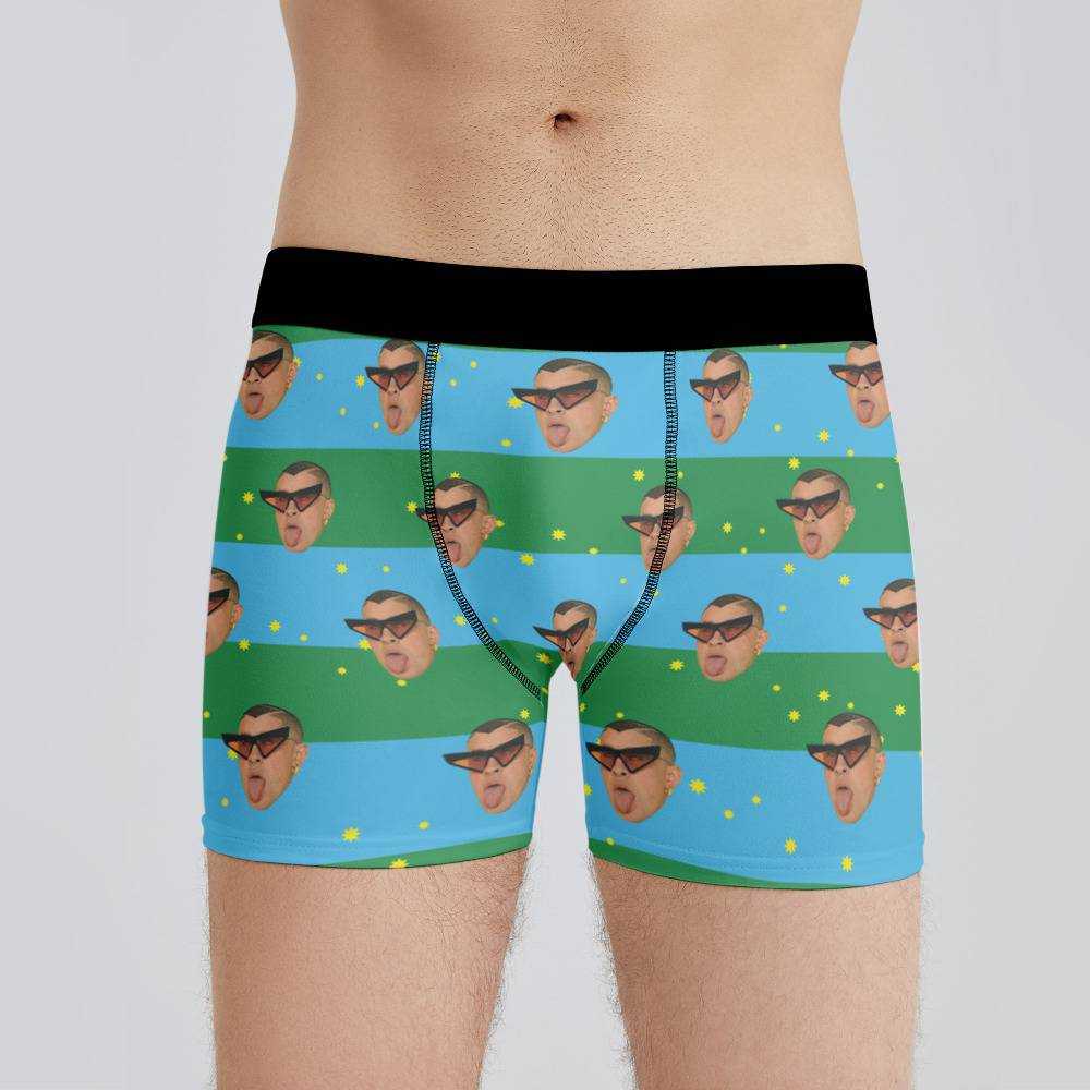 Bad Bunny Boxers Custom Photo Boxers Men's Underwear Striped