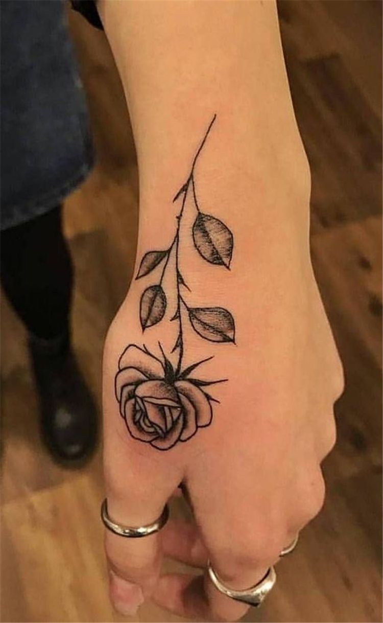 Rose Hand Rattoo, Rose Tattoo On Hand Simple