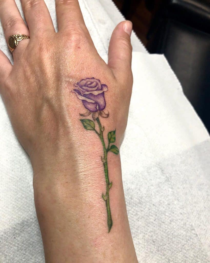 Rose Hand Rattoo, Rose Tattoo On Hand Simple